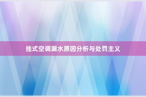 挂式空调漏水原因分析与处罚主义